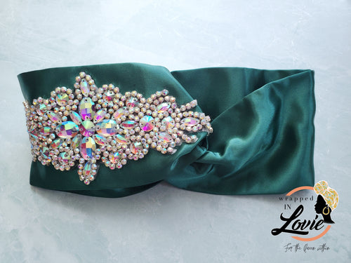 Sparkling Satin Emerald Headband