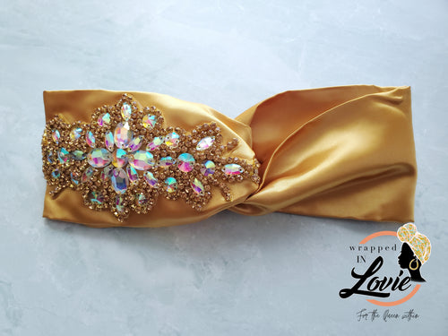Sparkling Satin Gold Headband