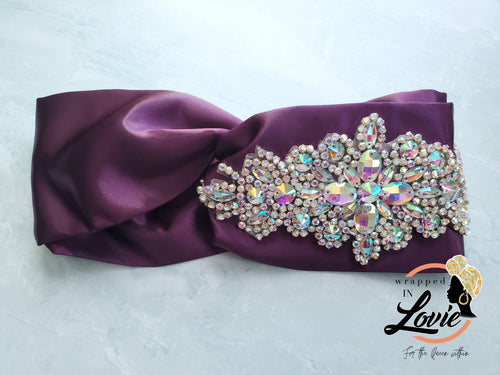 Sparkling Satin Eggplant Headband